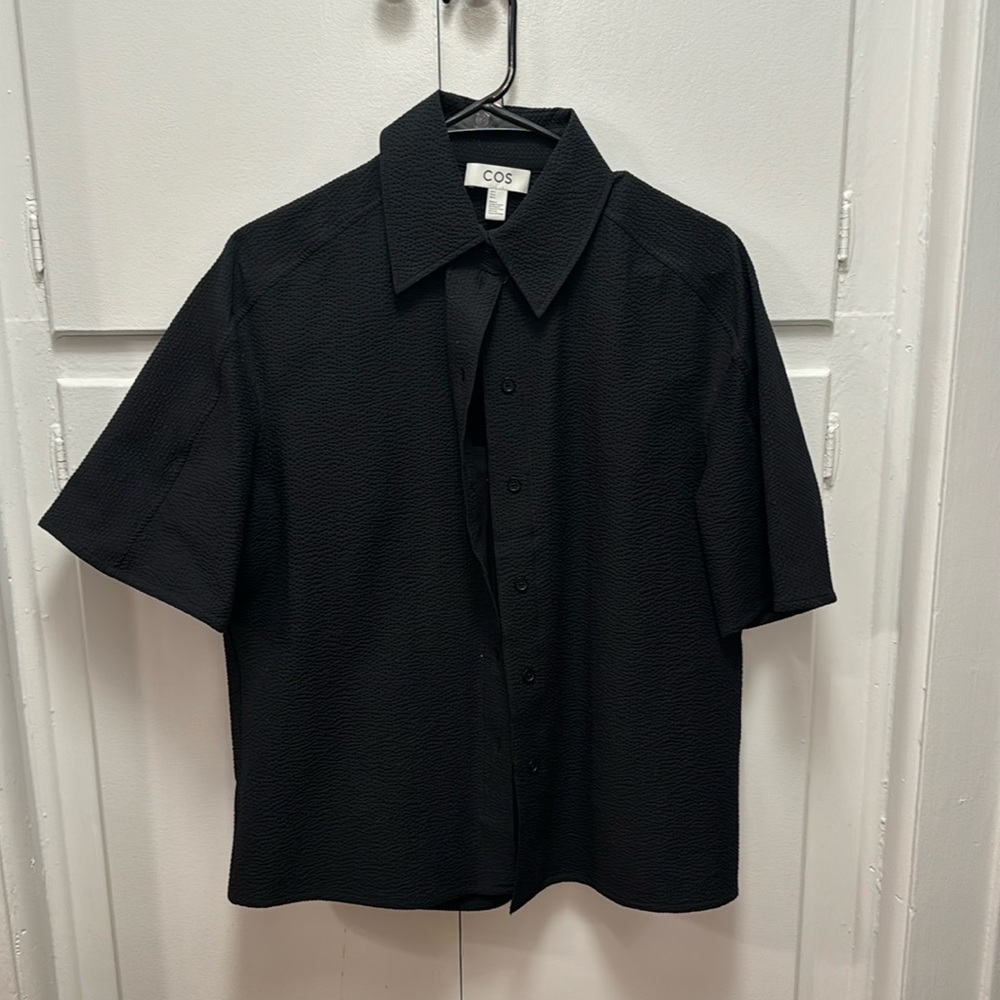 COS Seersucker Black Button Down Shirt